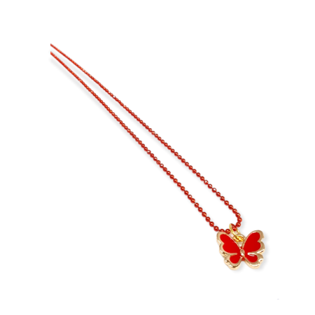 necklace with red butterfly